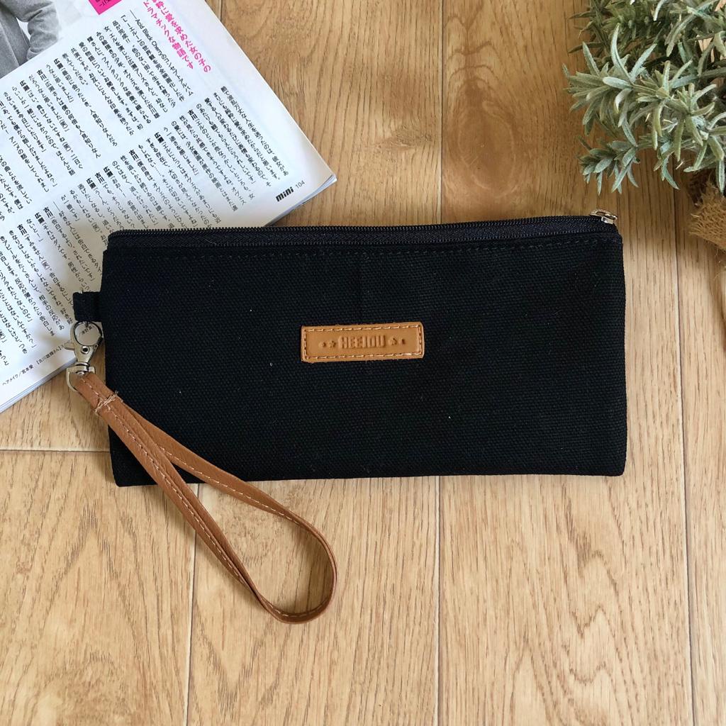 Dompet Pouch Hp Kain Kanvas Zipper Resleting Aesthetic Polos Heejou