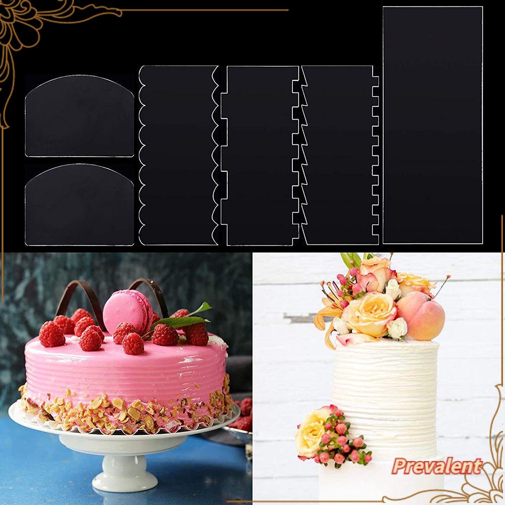 Preva 6pcs Set Scraper Kue Dapur Rumah Hiasan Kue Gergaji Alat Penghalus Gigi Akrilik Bening Transparan