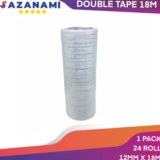 

DOUBLE TAPE 12MM x 18 METER DOUBLETAPE KERTAS PUTIH SAZANAMI ISI 24ROL