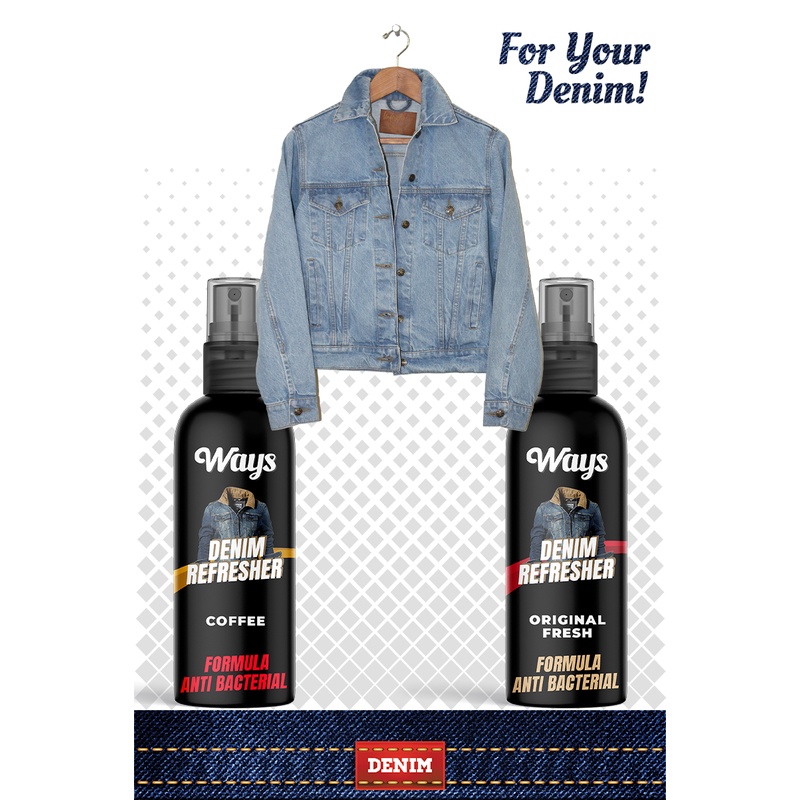 WAYS Denim Kanvas Refresher Spray Pengharum Penghilang Bau Gatal Jamur Celana Jaket Sepatu Helm Jins