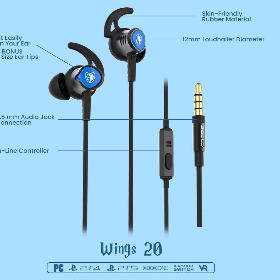 Sekarang Meriah Sades Wings20 Gaming Earphone