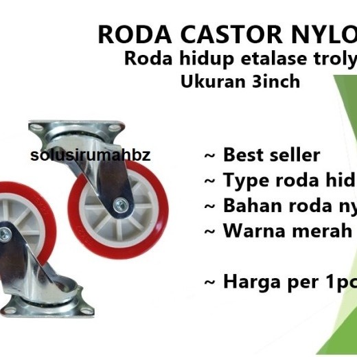 perbiji Roda Castor Hidup 3&quot; nilon Nylon Etalase Troly 3 Inch caster