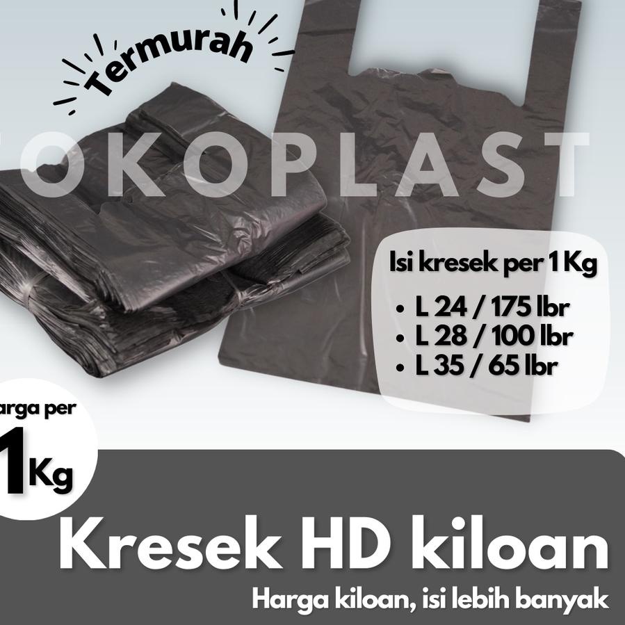 HOT PRODUCT KRESEK KILOAN HITAM DAUR ULANG UKURAN KECIL SEDANG BESAR HD LOS 15 , 24 , 28 , 35 , 40 T