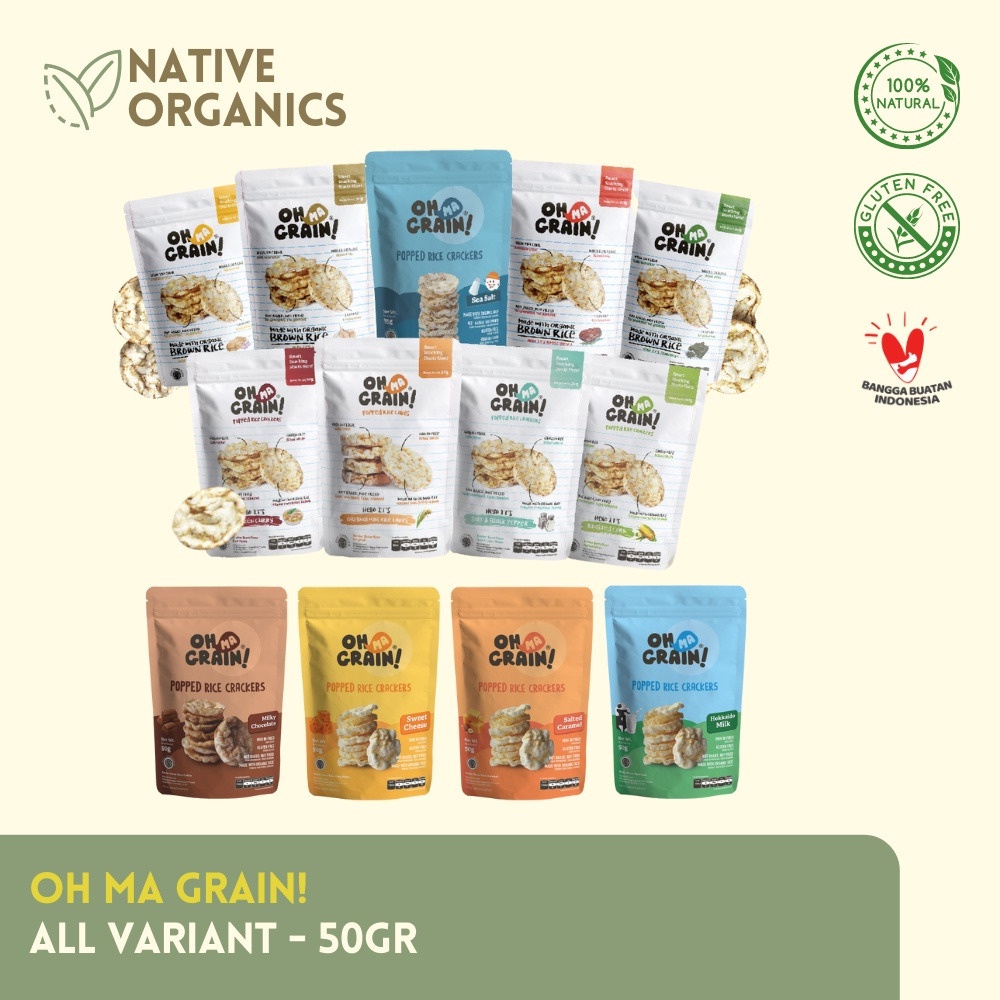 OHMA GRAIN! POPPED RICE CRACKERS - SNACK SEHAT