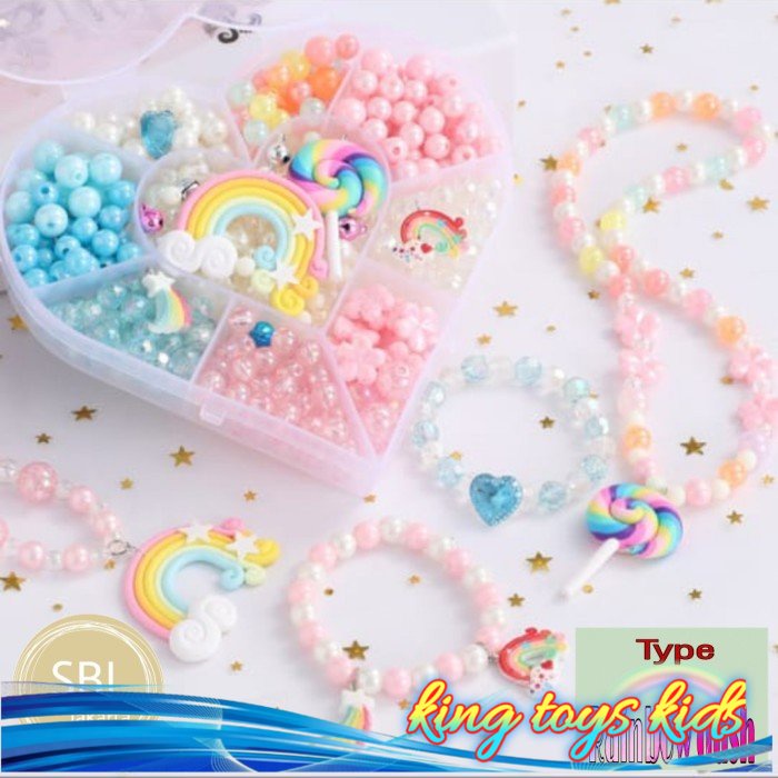 TERBARU / DIY mainan edukatif merangkai manik / mainan kreatifitas meronce manik - Rainbow dash