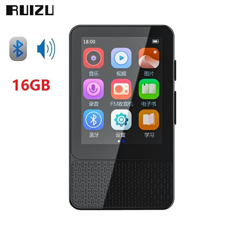 Ruizu Bluetooth HiFi DAP MP3 Player Touchscreen 16GB - M18 - Black
