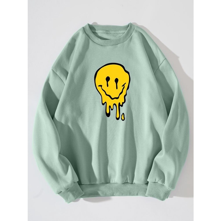 SMILE AND SAD Sweatshirt Basic II Sweater Crewneck Print DTF II Sz M - XL Anak &amp; Dewasa ( Pria &amp; Wanita )