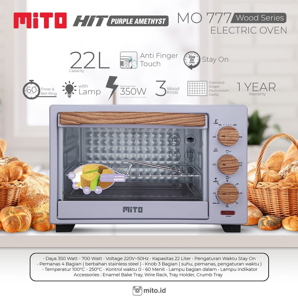 Oven Listrik Mito MO 777 Kapasitas 22 Liter Oven Mito 777 Oven Panggangan Oven Toaster Maspion