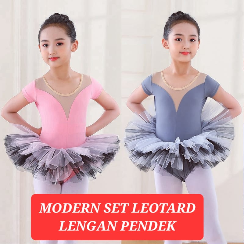 MODERN LEOTARD SET BAJU BALET SENAM GYMNASTIC ICE SKATE ANAK REMAJA IMPORT FASHION