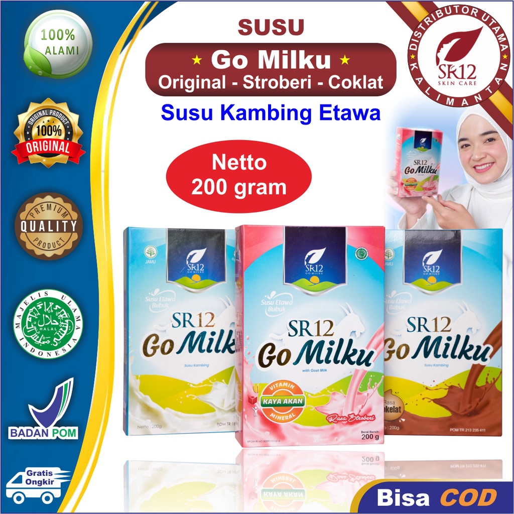 Produk Terlaris !!! Go Milku SR12 Susu Kambing Etawa Bubuk 200gram | Go Milku Susu SR12 Etawa Halal Terbaik | Susu Kambing Gomilku | Susu Etawa Susu Herbal