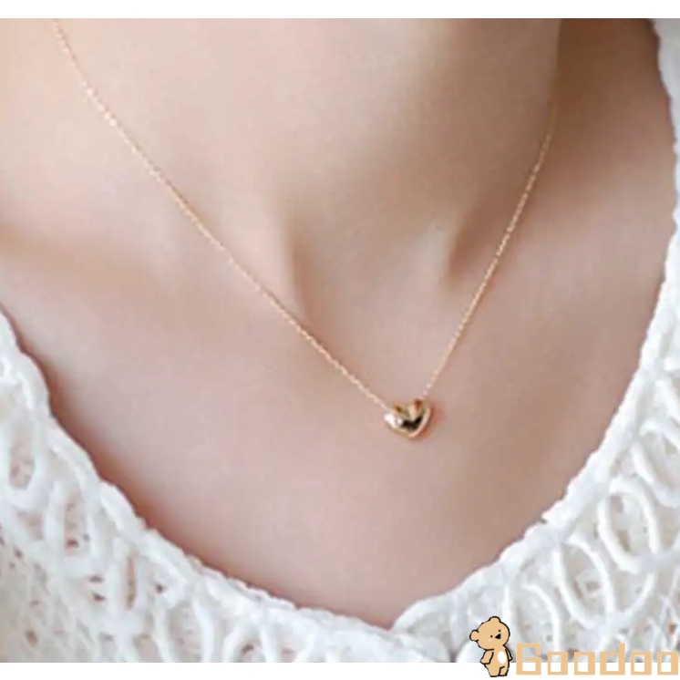 Kalung Love Rantai Bentuk Hati Lapis Emas Dengan Liontin Bentuk Hati Valentine Aksesoris Fashion-Doo