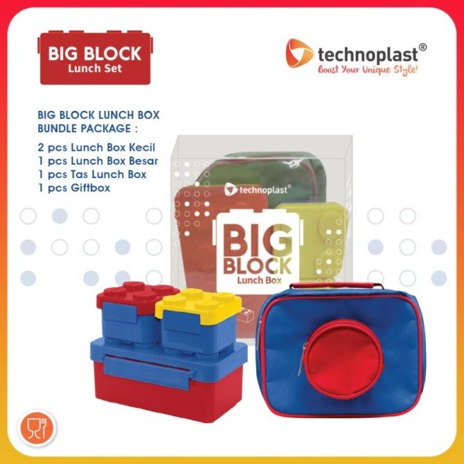 Technoplast Big Block Lunch Box with Lunch Bag - Blue