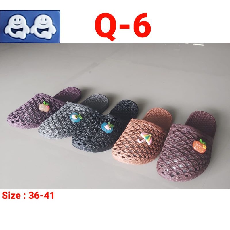 Sandal Wanita Q-6 Empuk Anti Selip Selop Karakter Flip Flops