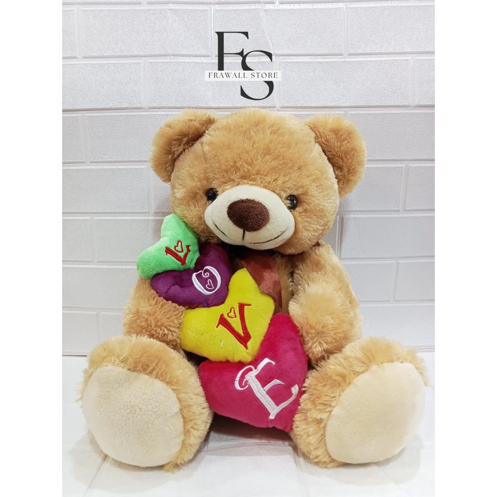Frawall -Boneka Bear Megang Love Ukuran 52cm