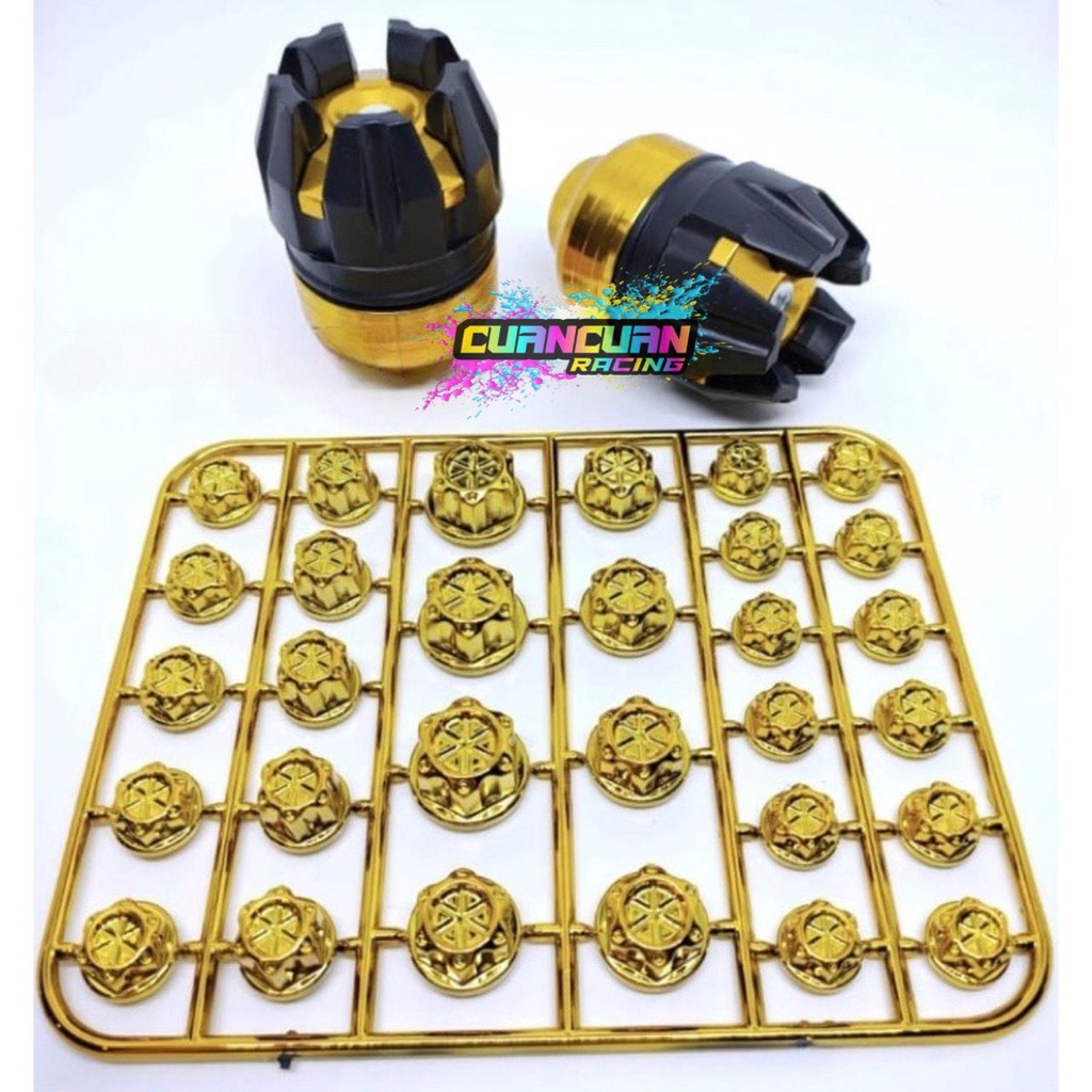 Paket 2 Item Tutup Baut L Dan Baut Probolt Flower Monel Cover Flowers Variasi Motor Thailand Universal Plus Jalu As Naga CNC Roda