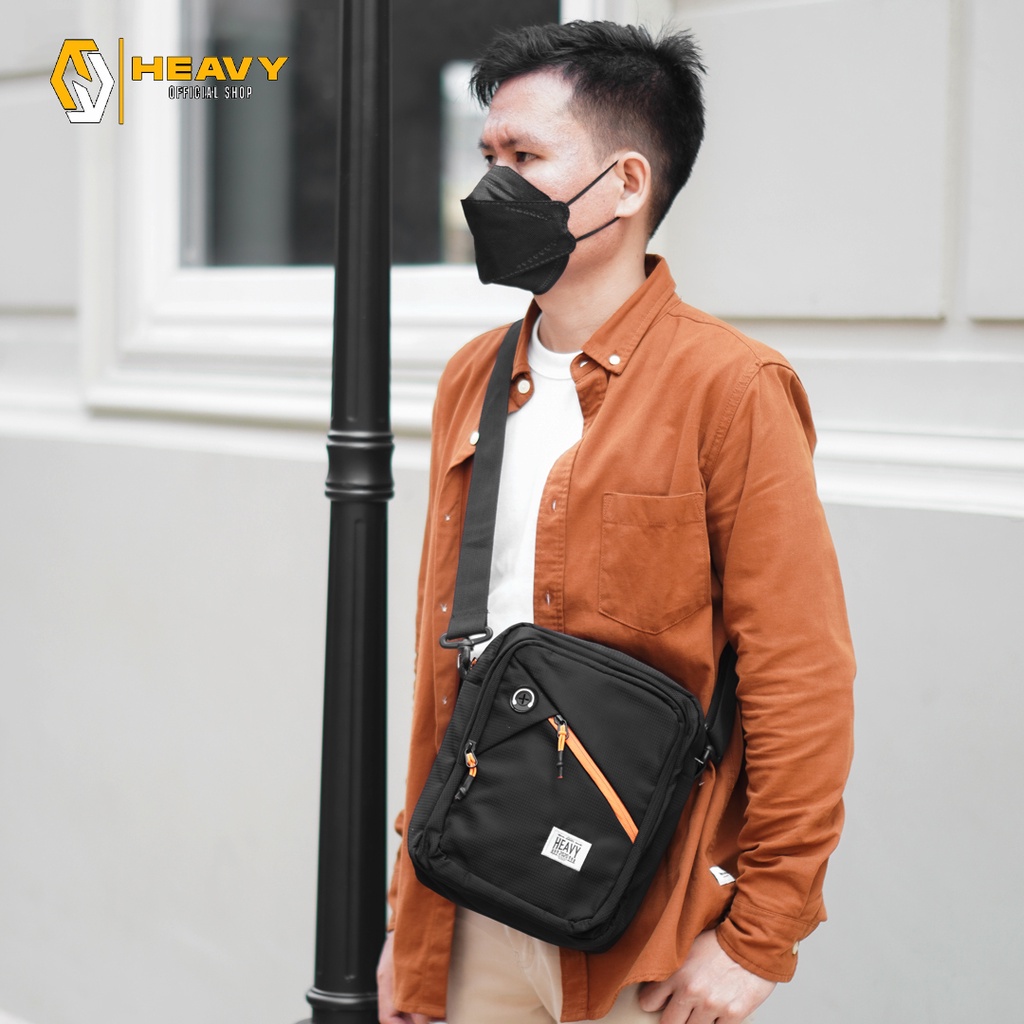 Tas selempang pria heavy K-4077 - Black slingbag kasual premium