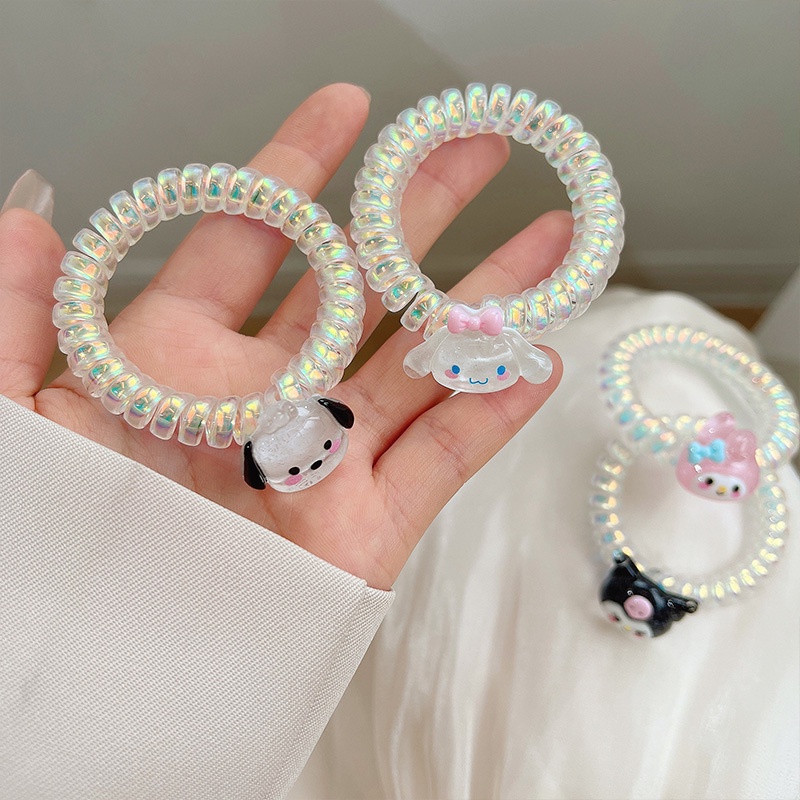 Sanrio Ikat Rambut Model Kabel Telepon Warna Permen Macaron Untuk Anak Perempuan