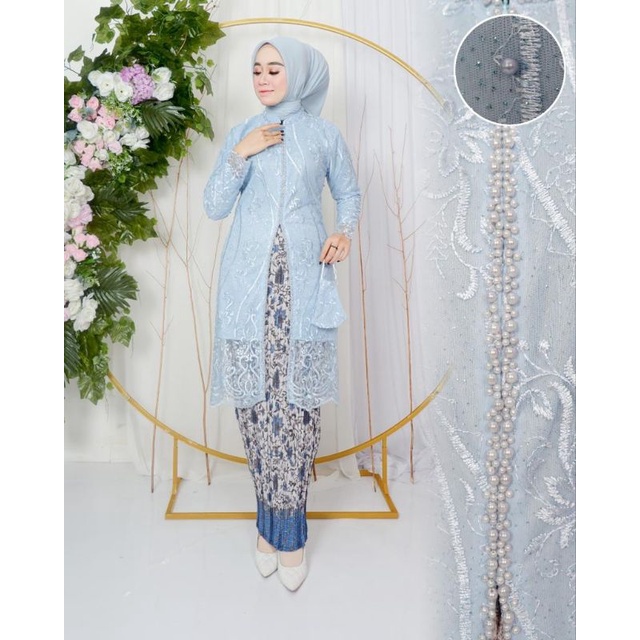 BA kebaya modern kebaya tunik tille modern setelan tunik busui payet atasan tunik resleting depan kebaya tunik busui