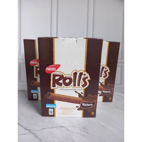 

nabati roll richoco wafer stick rasa chocolate ( isi 20pcs / box)