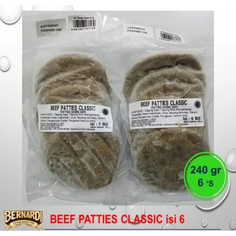 Beef Patties Classic Bernardi isi 6 pcs 240 Gr