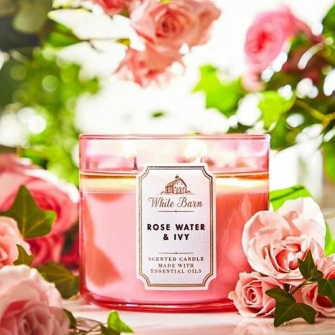 Bath & Body Works BBW Rose Water and Ivy 3-Wick Scented Candle