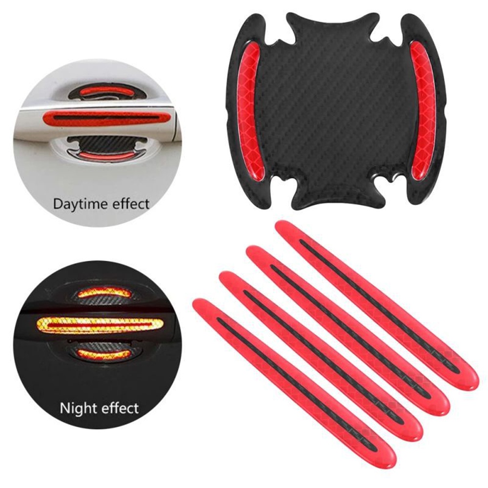 8stiker Gagang Pintu Motif Serat Karbon 3d universal anti Gores Stiker Pengaman Mobil strip Reflektif Stiker Mobil