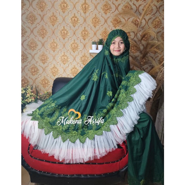 mukena mewah perpaduan dengan tille premium bordir bukittinggi bordir cantik bordir padang mahar ses