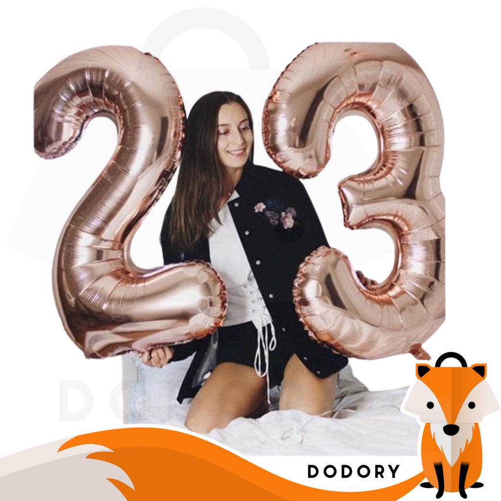 DODORY HL0439 Balon Foil Angka 100cm Rose Gold Balon Angka Jumbo
