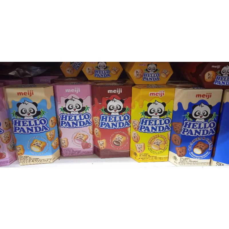 

Hello Panda Biskuit Krim Rasa Chocolate/Strawberry/Susu/Keju/Cookies & Cream 45 Gram