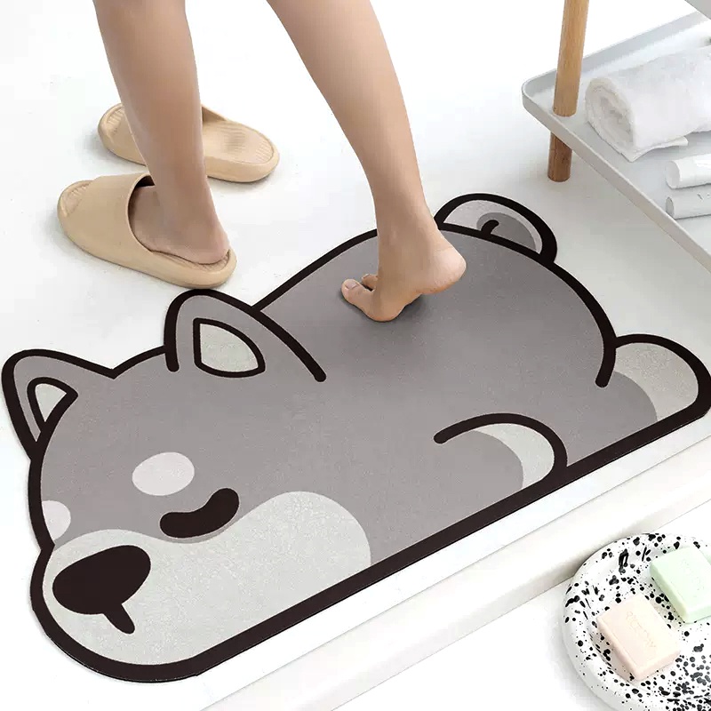 Keset Kaki Diatomite Serap Air Anti Slip Lantai Kamar Mandi Dapur Kartun Lucu Pintu Cepat Kering Anti Slip Keset Kaki Serap Air Baru