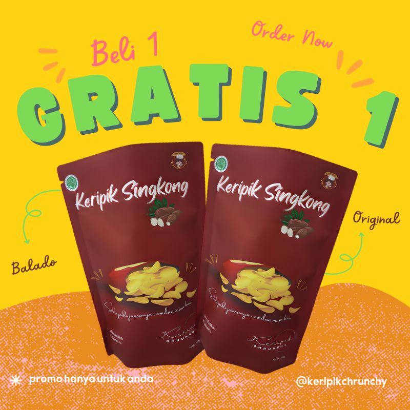 

Keripik Singkong Balado | Keripik Singkong Original | Beli 1 Gratis 1