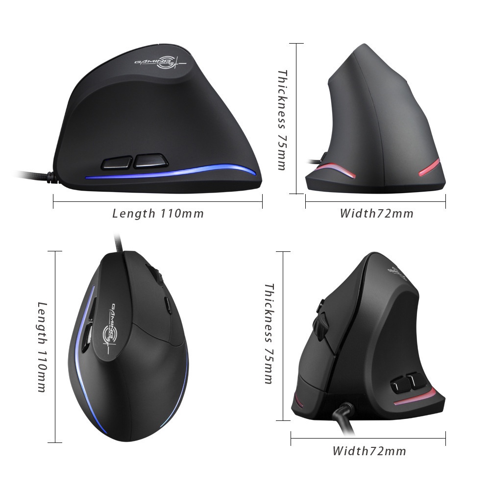 Zelotes T-20 Vertical Wired Game Mouse Wired Vertical Mouse Mouse Ergonomis Untuk PC Laptop