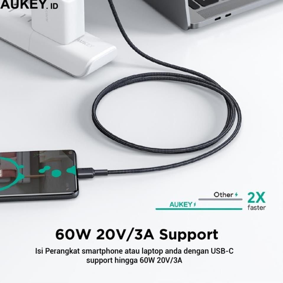 Super Grosir Kabel Aukey CB-CD37 USB C To C 3A 2M (NO PACKING &amp; NO WARRANTY)