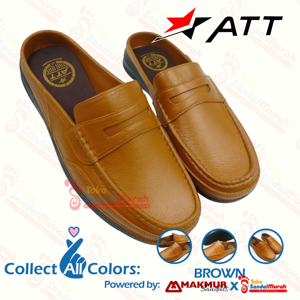 Toko Sendal Murah - Sepatu Bustong Pria Warna Coklat Muda Uk 39 - 42 / Sepatu Kerja Simple Murah Anti Slip / Sepatu Karet Tutong Slop Pria / Sepatu Pria Semi Formal / Sepatu Casual Slip On Pria Mules [Toko Sendal Murah M 05 ABK 550 CM]