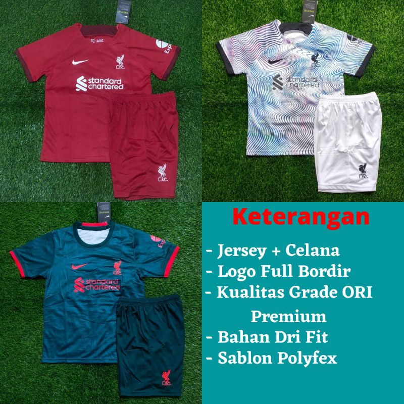 Jersey Liverpooll Kids Anak Home 2022 2023 Grade Ori Import Baju Sepak Bola Anak