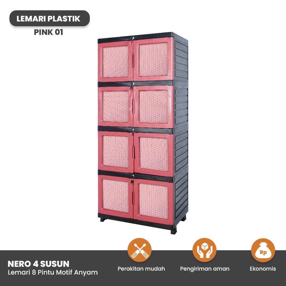 NERO Lemari Plastik Baju dan Pakaian Lemari Portable 4 Susun