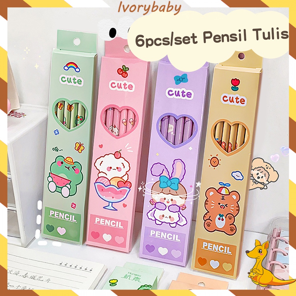 Ivorybaby Pensil set Alat tulis pensil 6pcs Alat tulis sekolah import