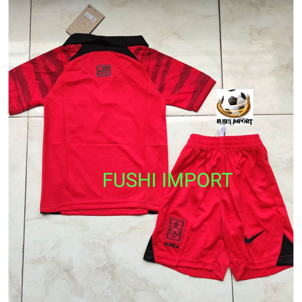 Jersey Baju Bola Anak Korea Home Kids World Cup Piala Dunia 2022 Fullset Satu Set Grade Ori