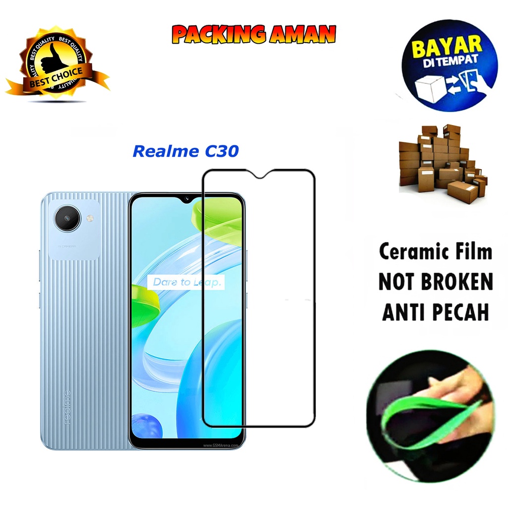 Tempered Glass Realme C30 FULL COVER FULL SCREEN Ceramic Film Anti Gores