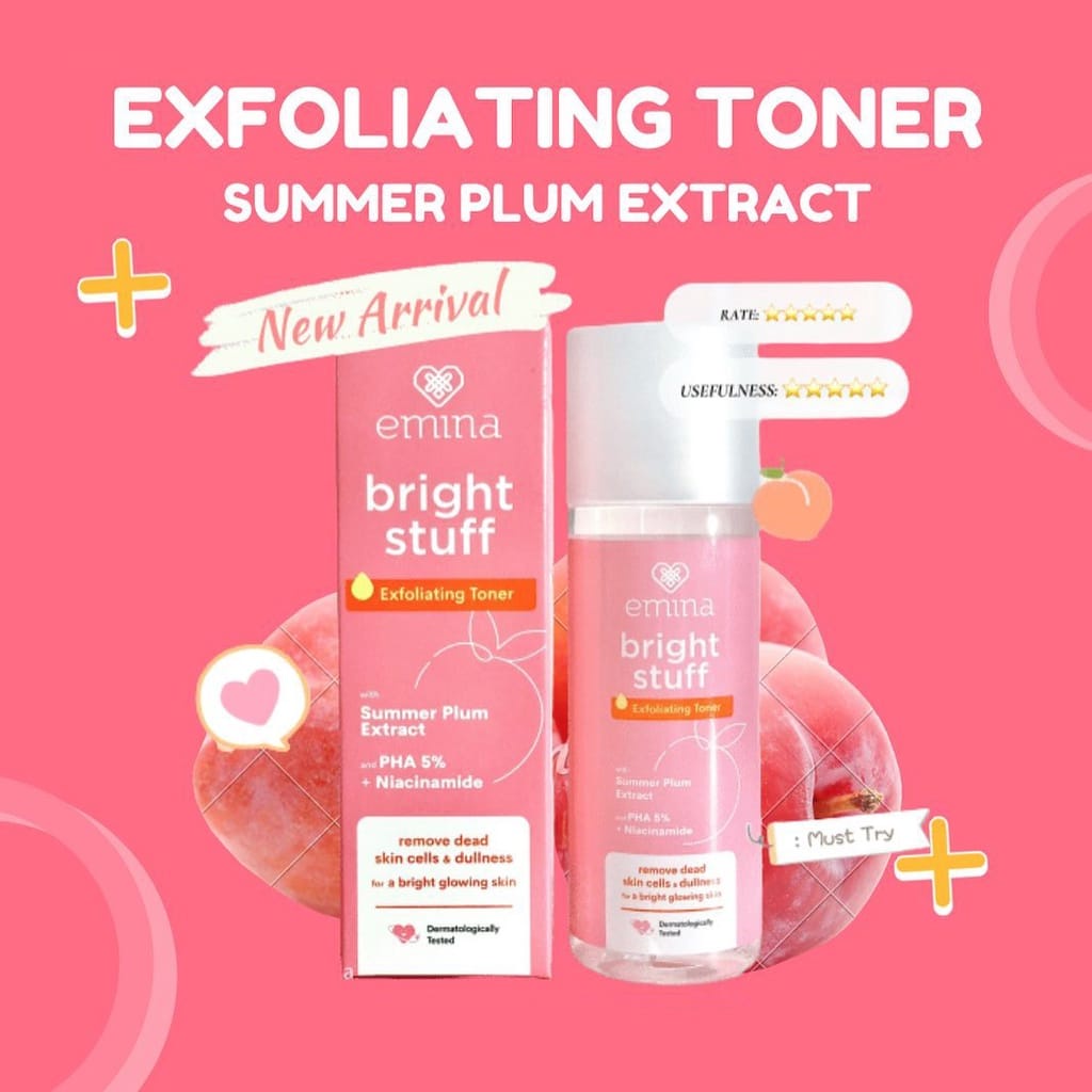 EMINA BRIGHT STUFF EXFOLIATING TONER 100 ML - PEMBERSI WAJAH