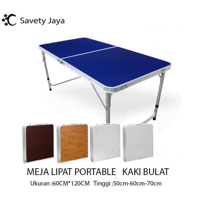 MEJA LIPAT KOPER HPL ALUMINIUM-MEJA LIPAT PORTABLE - KAKI BULAT