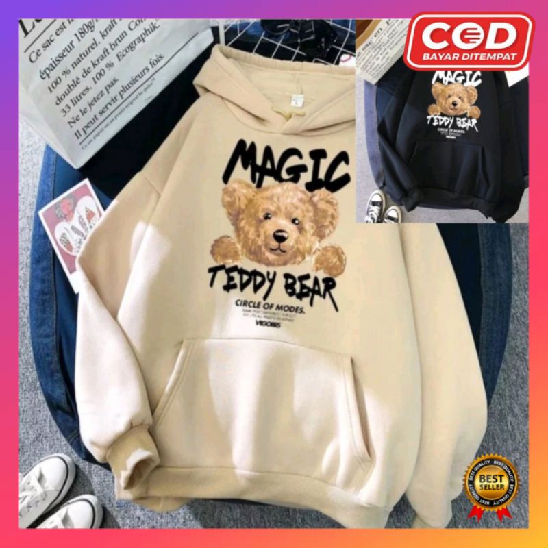 Sweater motif teddy bear bahan fleece - switer boneka teddy bear oversize