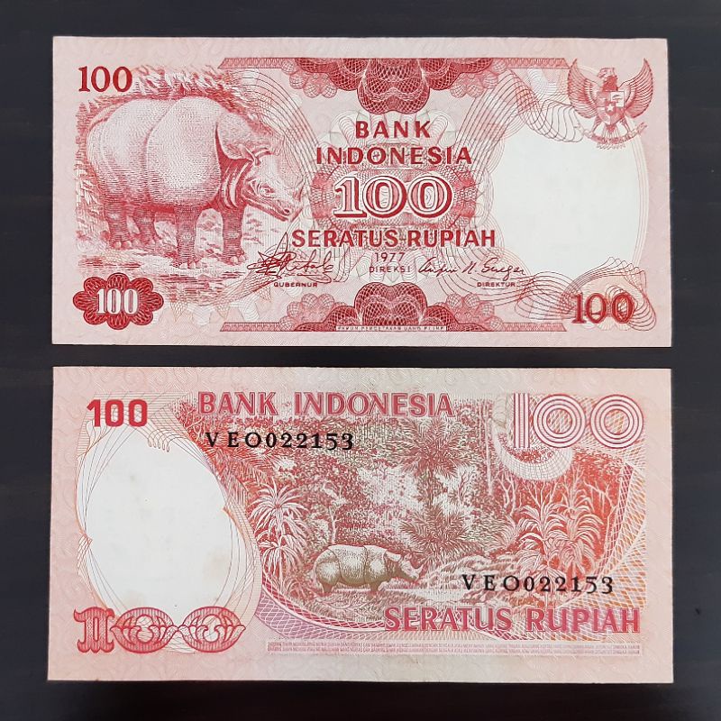 Uang kuno 100 Rupiah Badak 1977