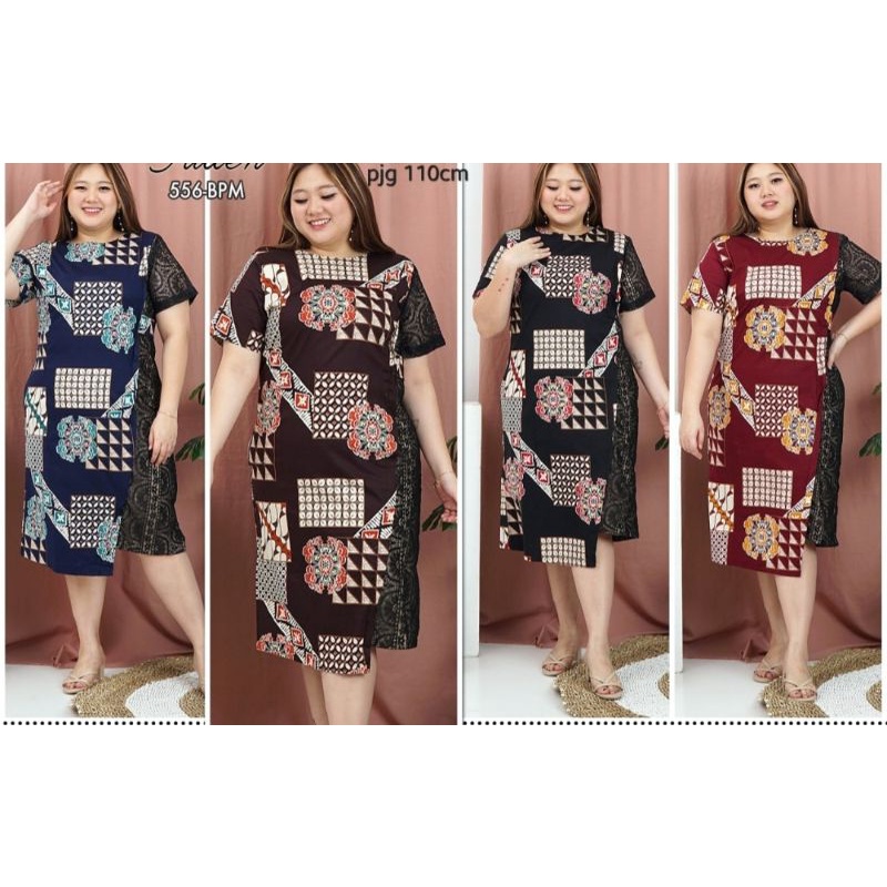 dress batik super jumbo/dress batik jumbo/dress batik brokat jumbo