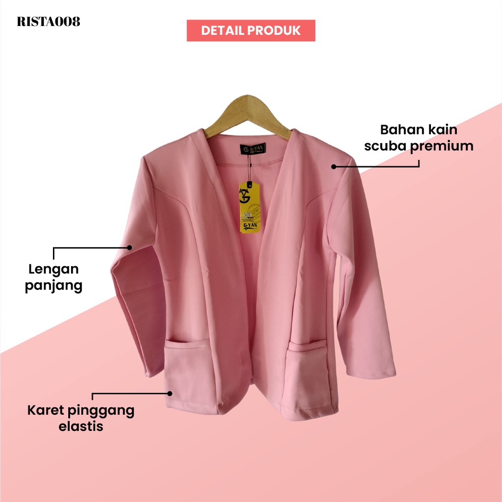 Blazer Scuba Outer Outfit Korean Style Atasan Blazer Wanita Hijab Kekinian Terlaris Terbaru