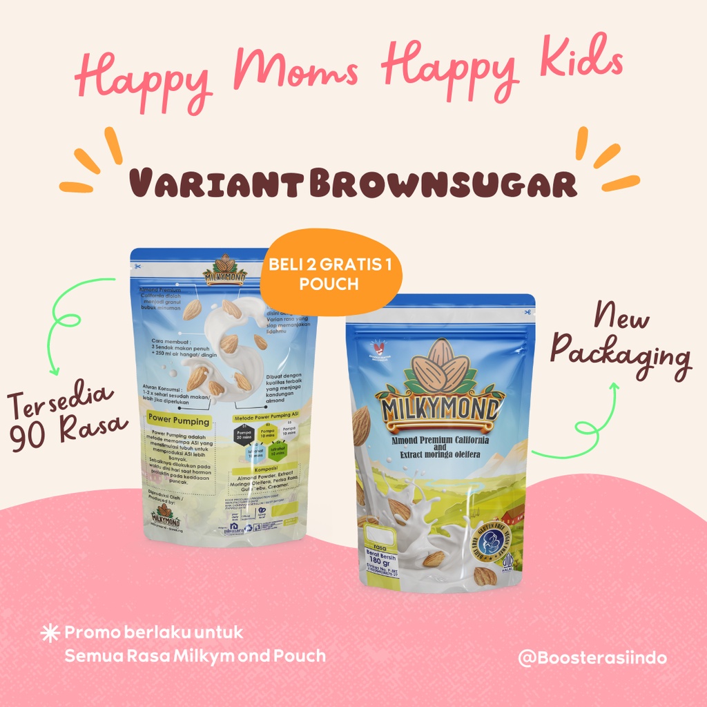 [BUY 2 GET 1 FREE] Susu Almond Premium MILKYMOND Milky Almond 180 Gram 5 Variant Rasa Brown Sugar