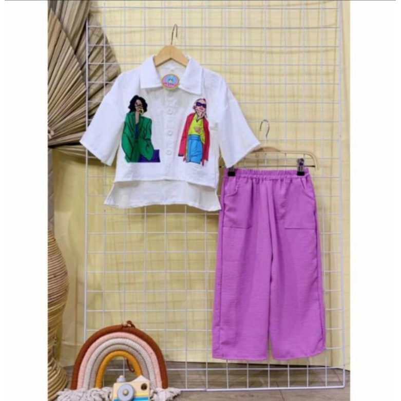 PAKET USAHA SET KULOT CRINGKLE USIA 1-14 TAHUN WARNA UNGU PUTIH PINK FANTA LEMON HIJAU BIRU TOSKA