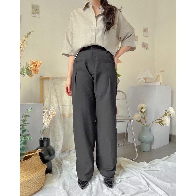 KANON - Min-Ah Basic Loose Pants - Celana kantor / kuliah pensil kulot korean look