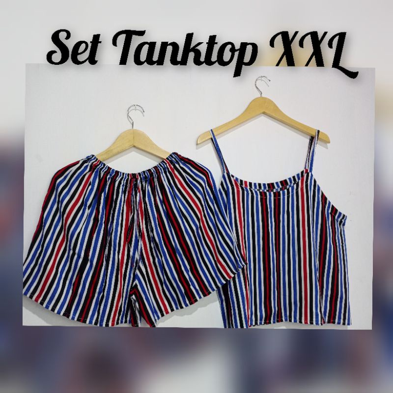 Set Tank Top Pendek Jumbo/Setelan Piyama Wanita Model Tanktop XXL LD 120/Baju Tidur Sexy (pilih motif)