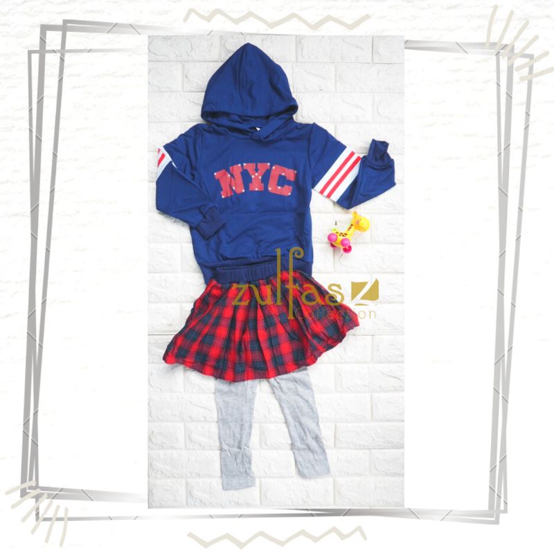 Zulfas Setelan Training Anak Perempuan / Baju Anak Perempuan Import Biru 2-6y